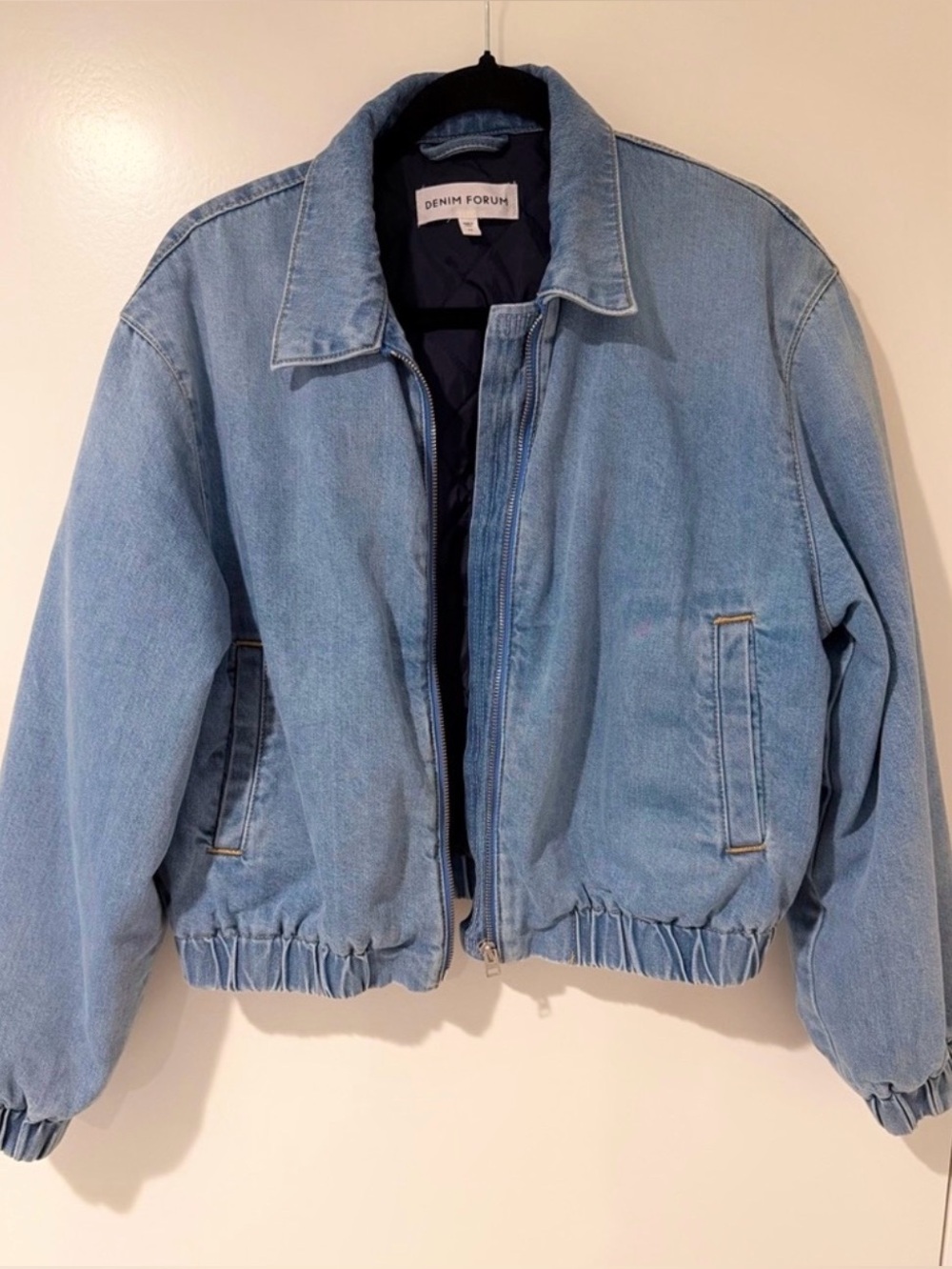 Aritzia Denim Forum Denim Bubble Bomber Jacket